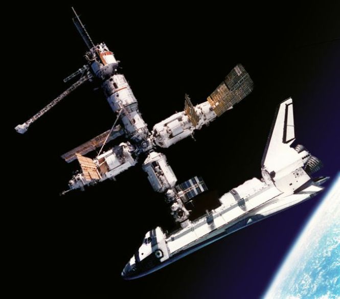 Space Shuttle Atlantis On Mir